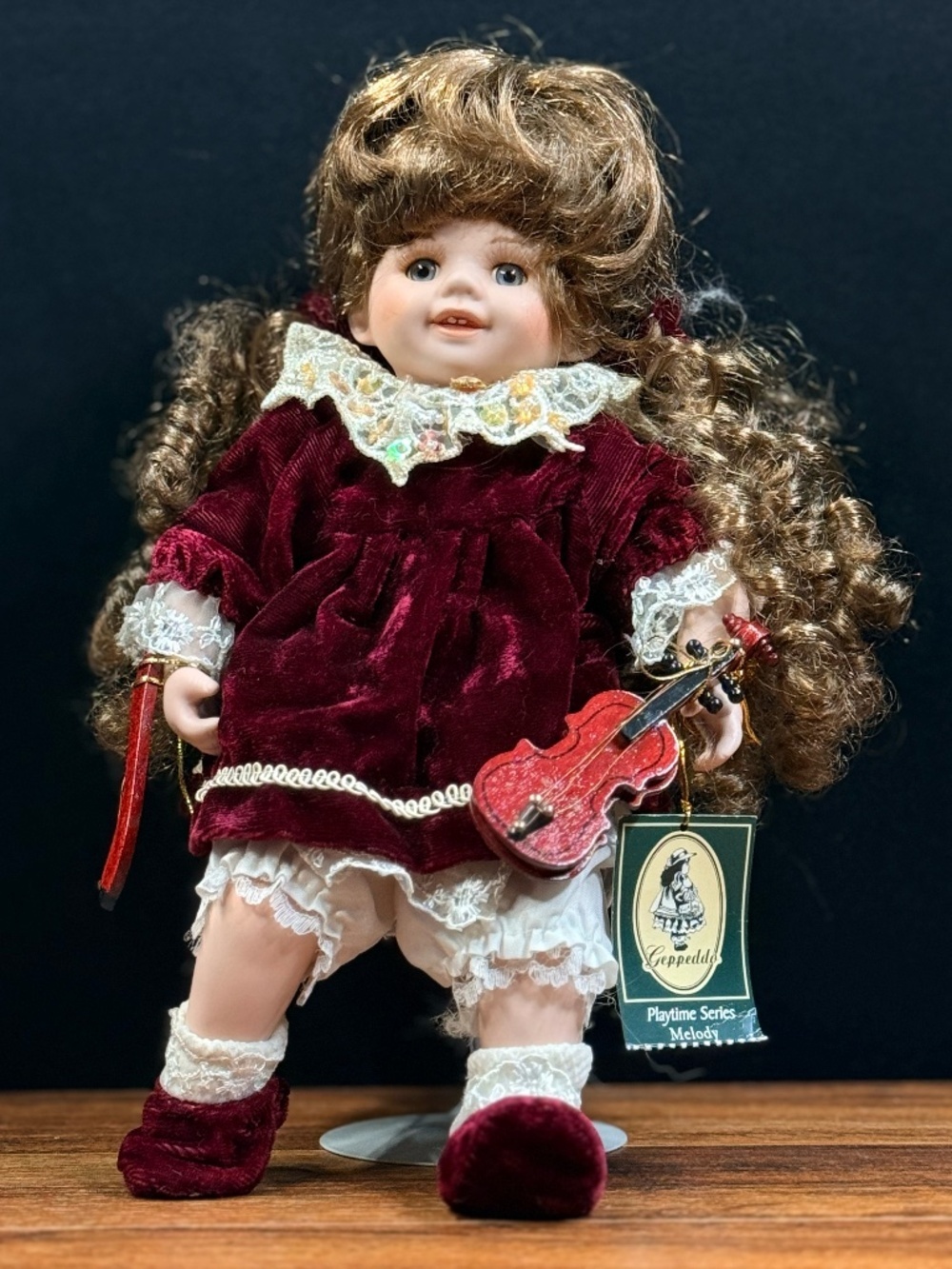 GEPPEDDO Violin Player Melody Doll with Porcelain Hands/Feet/Head